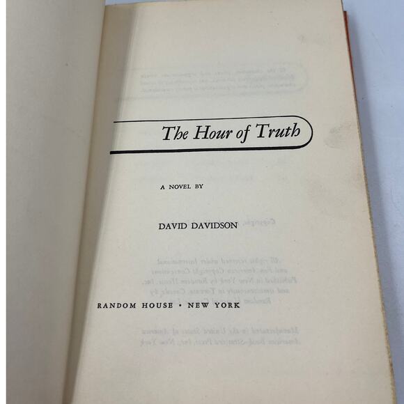 Antique The Hour Of Truth by David Davidson Hardcover Book Orange 1949 - Picture 3 of 13